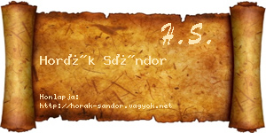 Horák Sándor névjegykártya